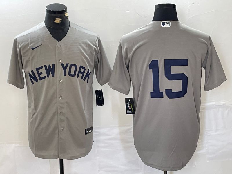 Men New York Yankees #15 No Name Grey Nike Game 2024 MLB Jersey style 1->women mlb jersey->Women Jersey